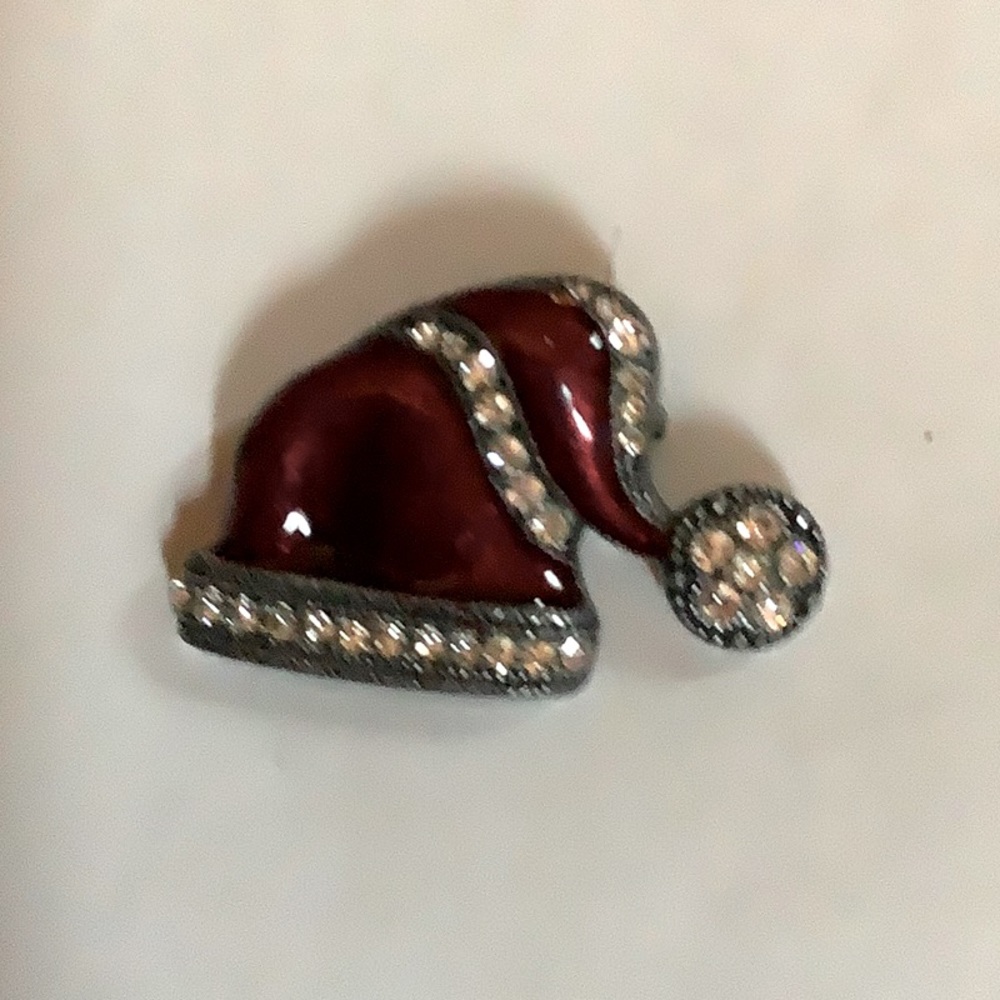 Santa’s hat with enamel and crystals pin